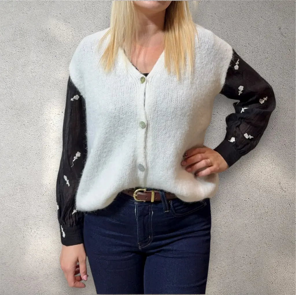 Gilet sans manche en maille blanc