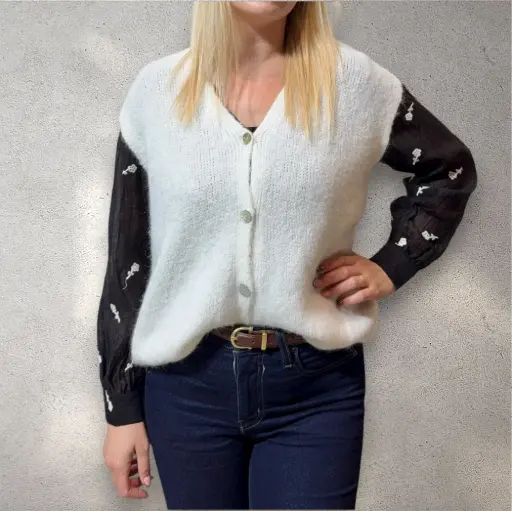 Gilet sans manche en maille blanc